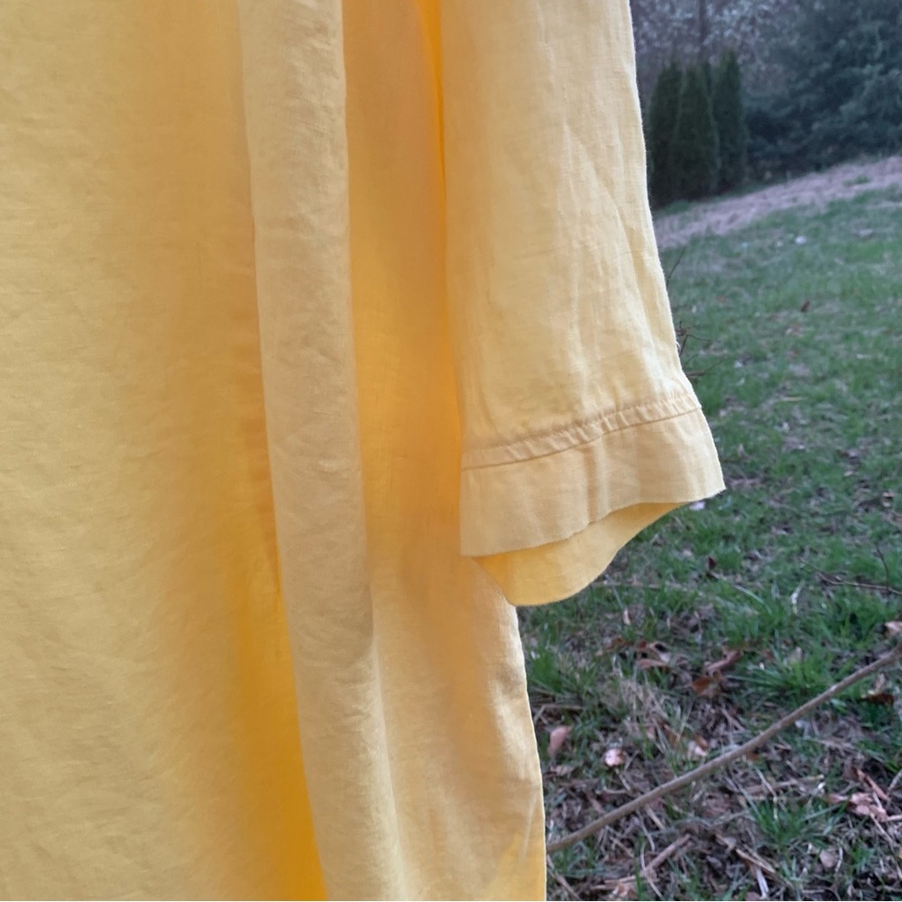 Flax Linen Long Sleeve Dess in a Sunny Yellow - Picture 5 of 14